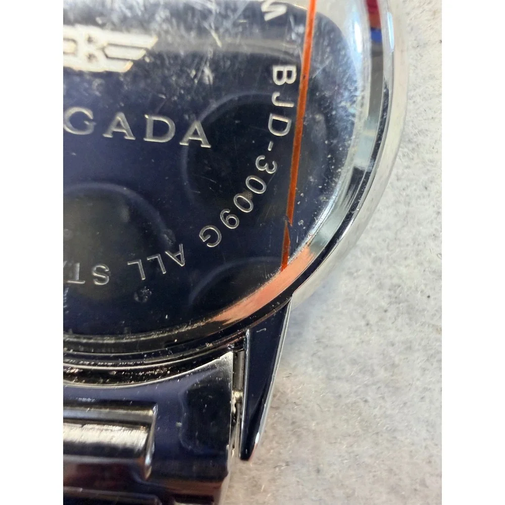 Brigada Mens Quartz Watch Blue Sunray Dial Stainless Steel Date BJD-3009G READ